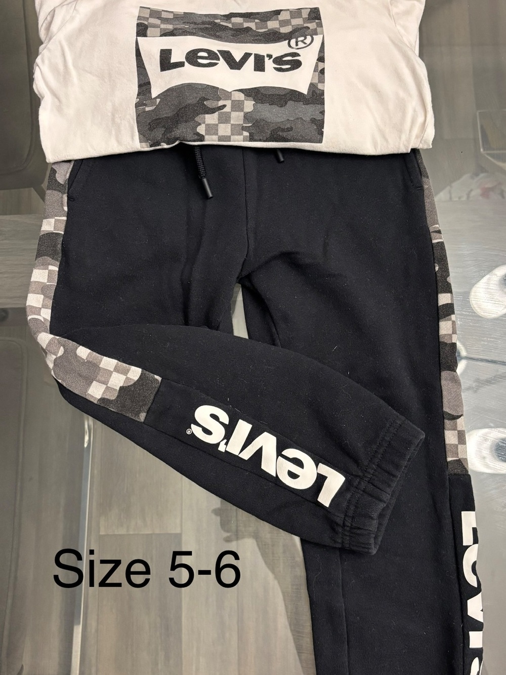 Levi's Black Joggers with Gray Checker Trim